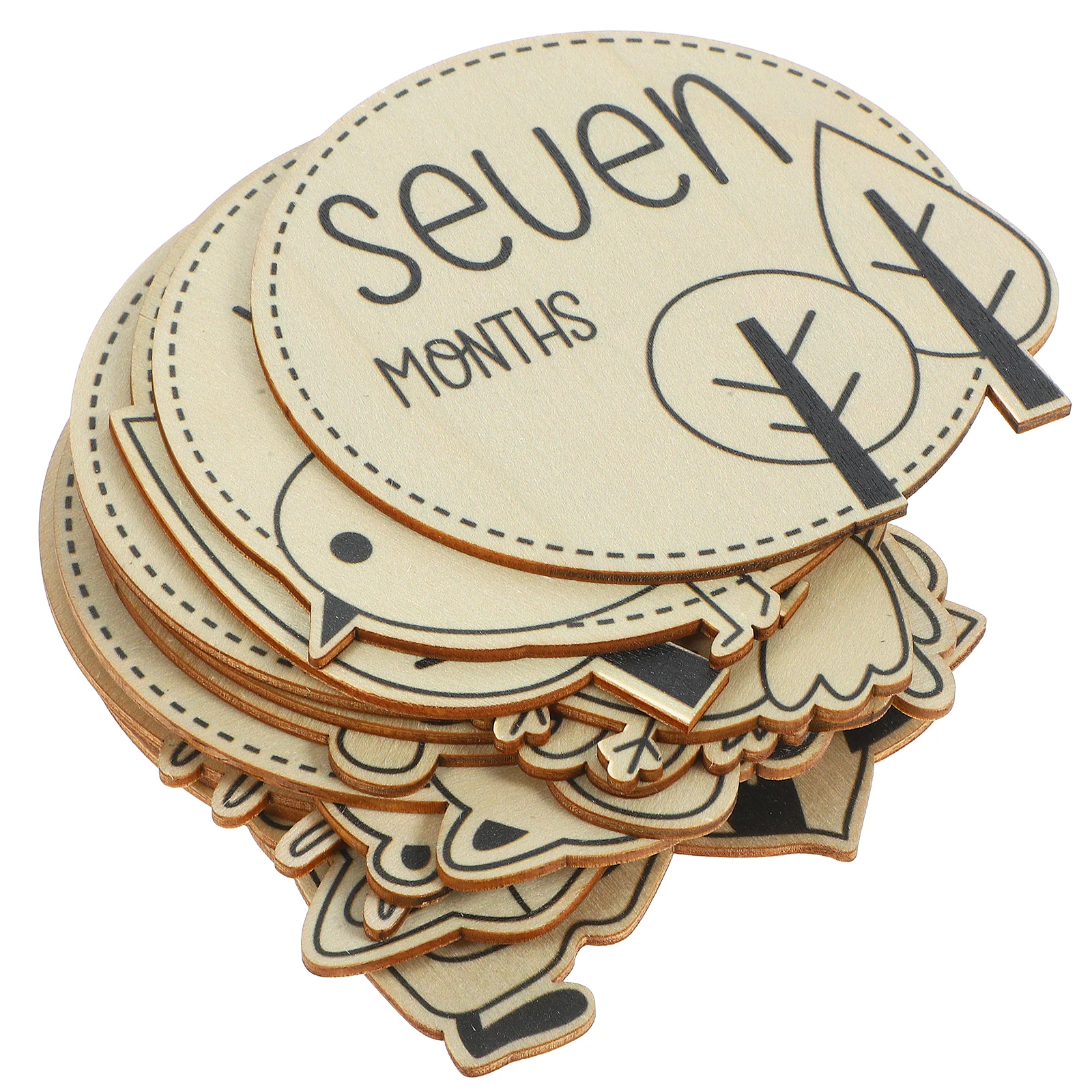 

12 Pcs Baby Growth Cards Wooden Monthly Milestone Discs Gifts Boys Girls Newborn Photo Props Commemorate Small Size