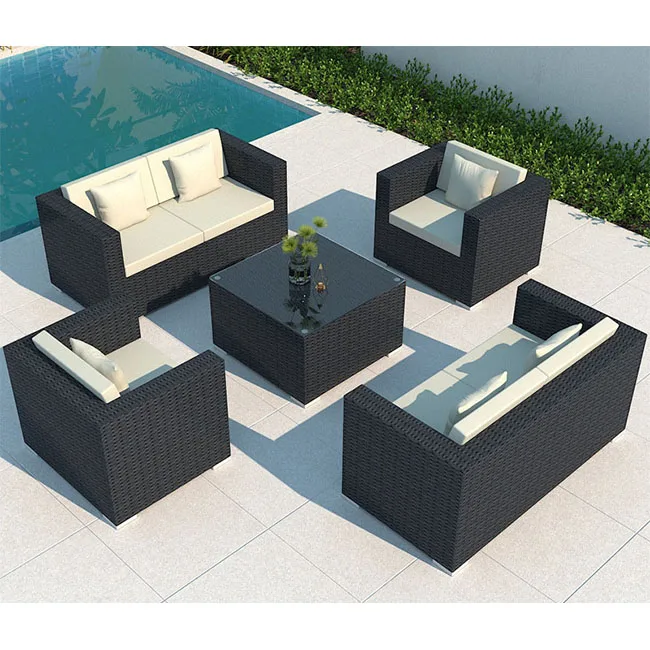 Modern Patio Rattan Corner Sofa Combination Set, Outdoor Furniture, Corner Combination