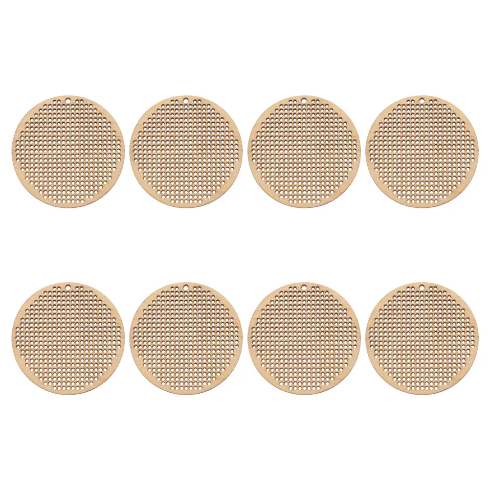 

8pcs Wooden Plate Stitch Chips Circle Cross Stitch Frame Cross-Stitch Crafts Bookmark Frame Wood Pendant 1.97\