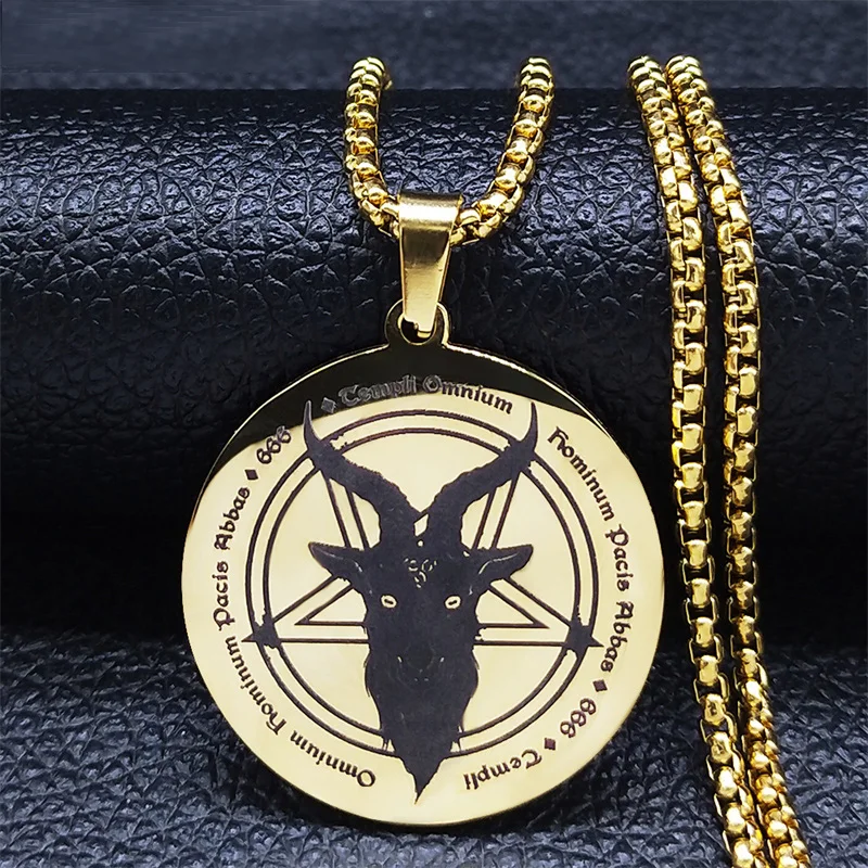 Baphomet Inverted Goat Head Pentagram Necklace for Men/Women Stainless Steel Goth Satan Lucifer Jewery collier homme XH312S06