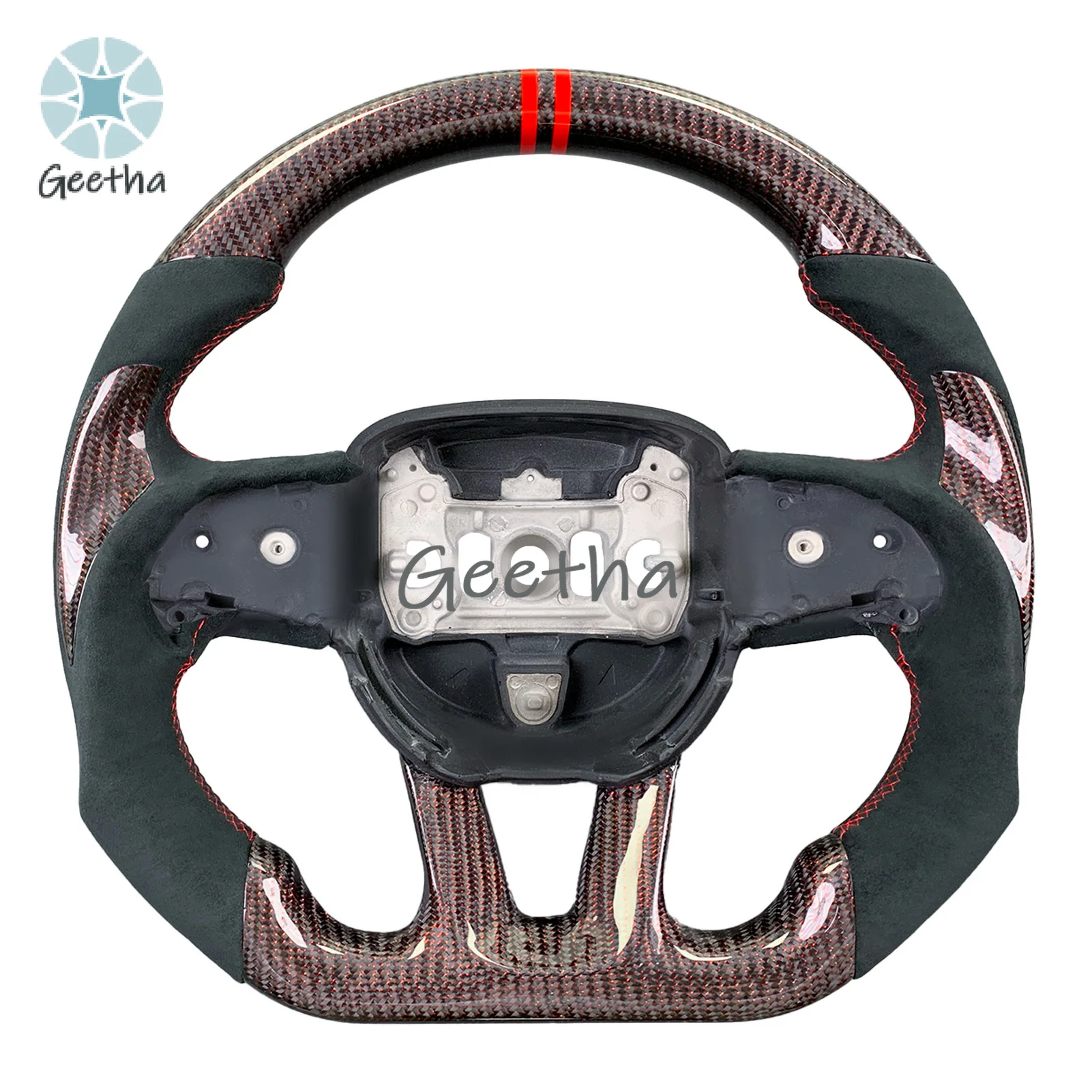 Customized Leather & Carbon Fiber Steering Wheel for Dodge Hellcat Charger  Challenger SRT