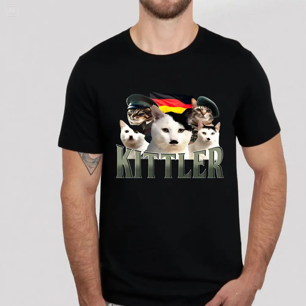 Kittler Hilarious Cat Meme T Shirts Fuuny Men Women Cute Fashion O-Neck T-shirts Oversized Breathable Cotton T Shirt Streetwear
