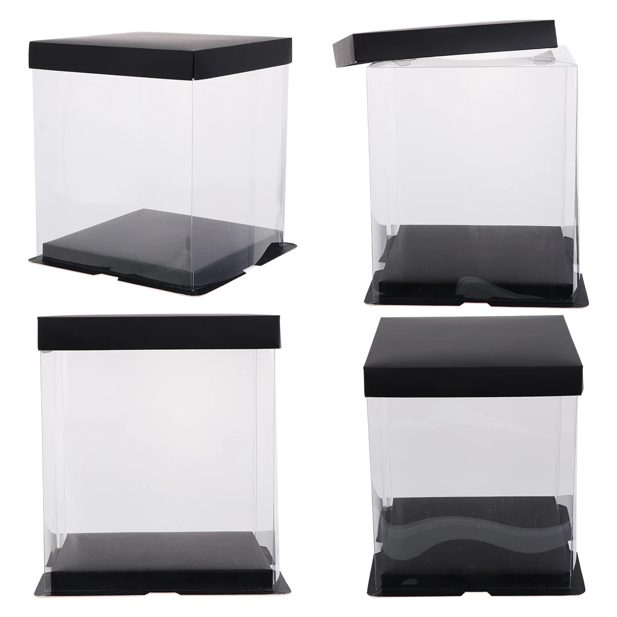 

4Pcs Cake Box Transparent Pet Material Strong Durable Easy Assemble Dessert Packaging Cupcakes Relatives