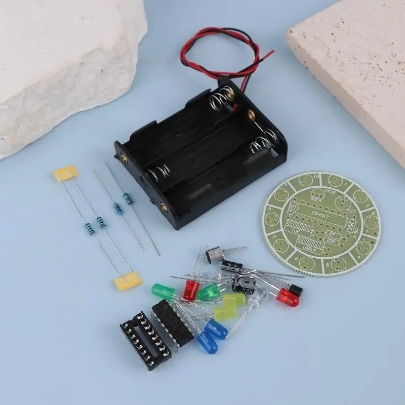 LED Light Kit CD4017 Colorful Voice Control Rotating Electronic Manufacturing DIY Kit Spare Parts Student Laboratory
