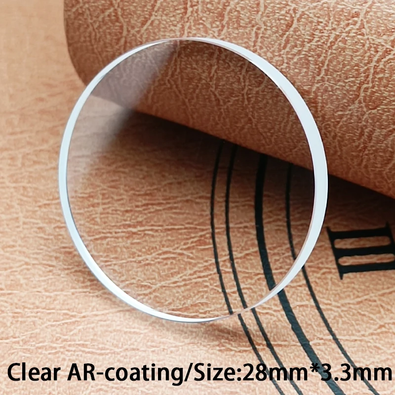 Piezas de Repuesto de cristal plano de zafiro de reloj, accesorios de reloj recubiertos de AR azul/rojo/claro, piezas de módulo de repuesto de espejo, 28x3,3mm