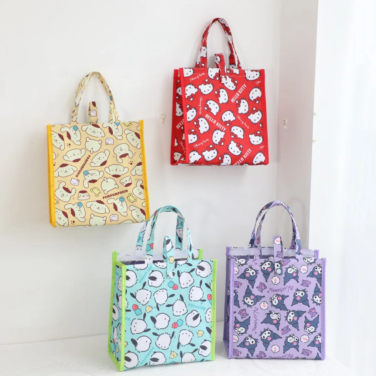 

New Hello Kitty Kuromi Lunch Box Bag Sanrio Picnic Bag Cute Girl Insulation Bag Student Convenient Cartoon Storage Bags Gifts