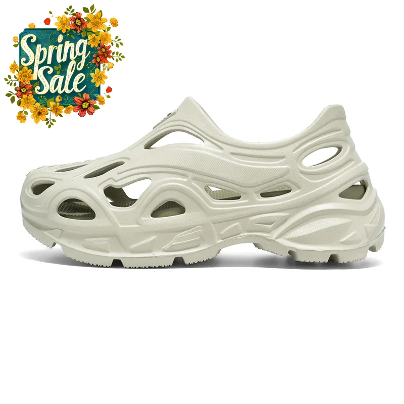 

2026 Real Mens Leather Sandal Men's Cave Shoes Double Color Garden High Quality Breathable Clogs Lightweight 4 Colours