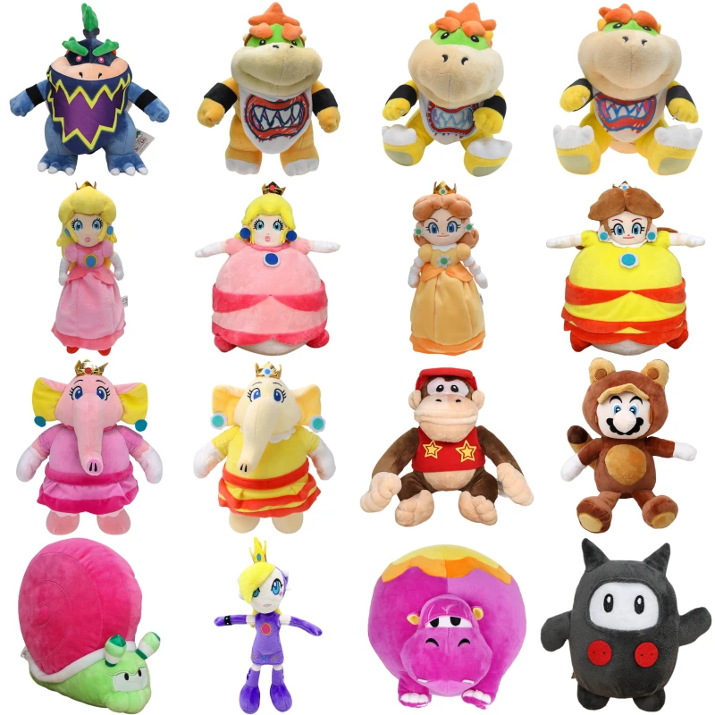 Kawaii Mario Princess Peach Bowser JR. Peluches suaves de animales, muñecos de Peluche de Anime, disdy Kong, Caracol, Ninji, regalos