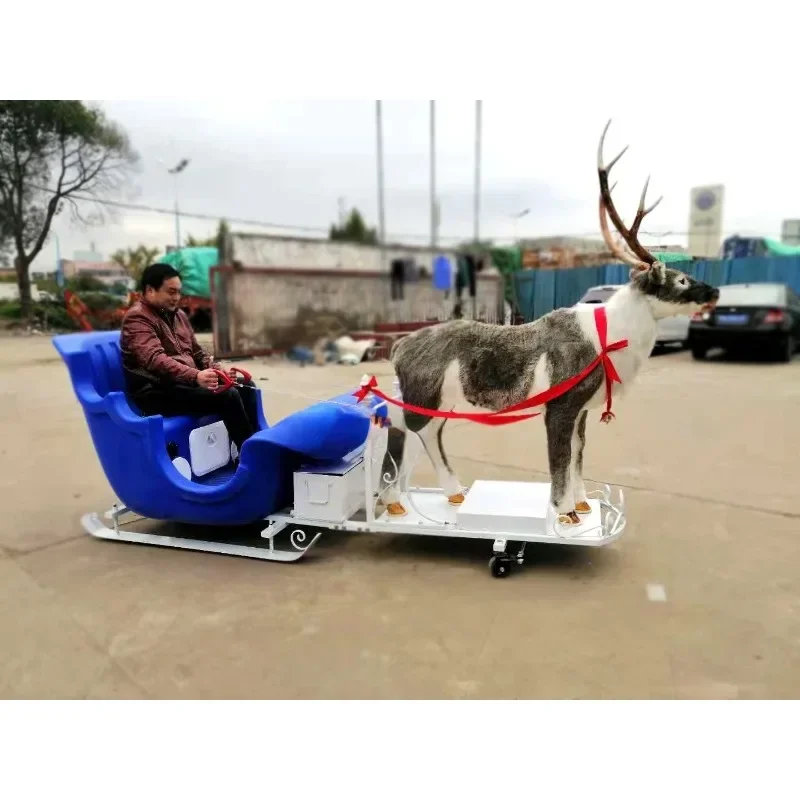 2024 Plastic Snow Sledge Christmas Sled For Children Outdoor Christmas Deer Pull Sledge On Snow And Ice