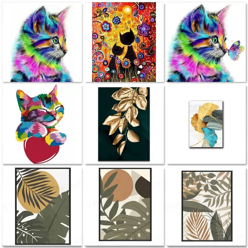 

Diy Pictures By Numbers Kits For Adults Handpainted Color Cat With Butterfly Oil Painting By Number