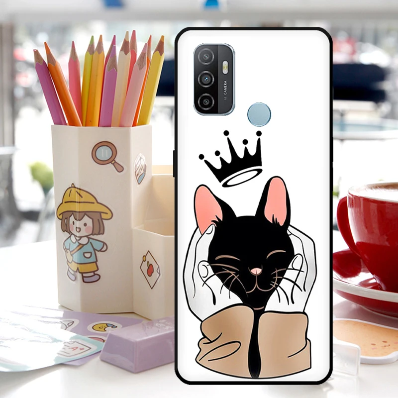 Amante de los gatos animales lindos dibujos animados para Oppo A18 A38 A58 A78 A98 A94 A74 A54 A15 A40 A60 A80 A16 A76 A96 A17 A57 A77 A5 Pro funda