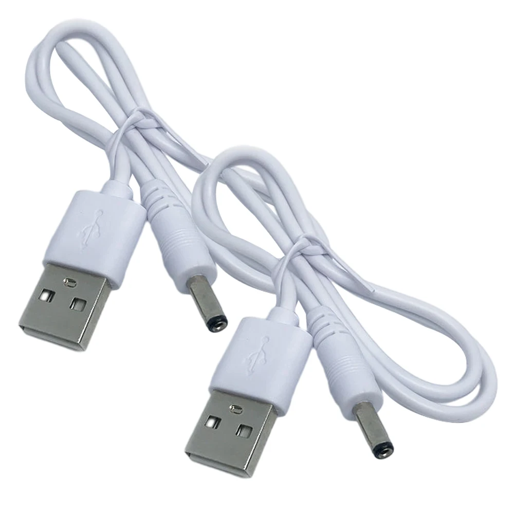 

2pcs Charging Cable USB to Adapter 3.5x1.35mm Cord Power Line for Devices Lamp Fan Tablet White Extension