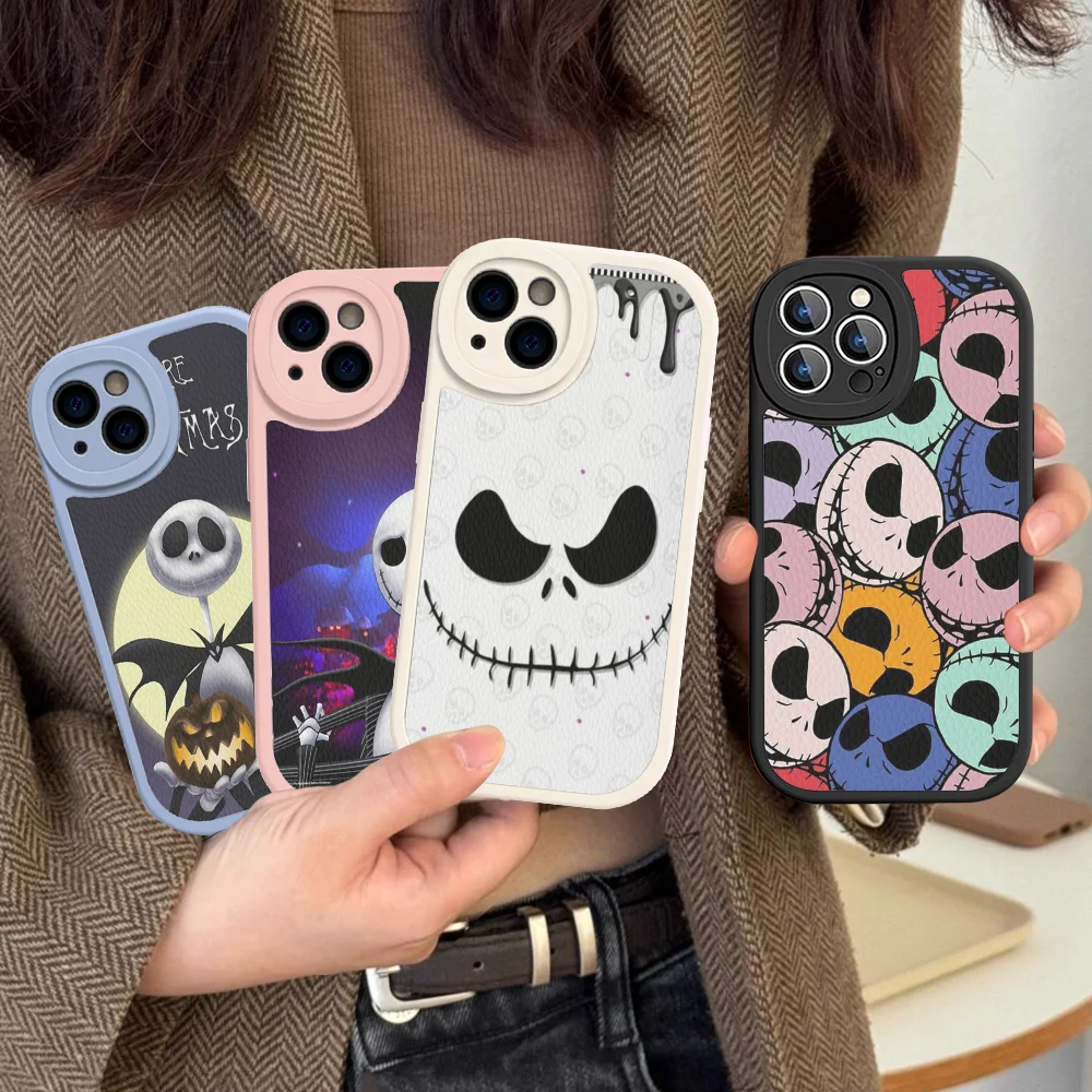 C-Corpse B-Bride Jack Sally Cute Phone Case Hard Leather For iPhone 16 15 14 13 12 Mini 11 14 Pro Max Xs X Xr 7 8 Plus Fundas