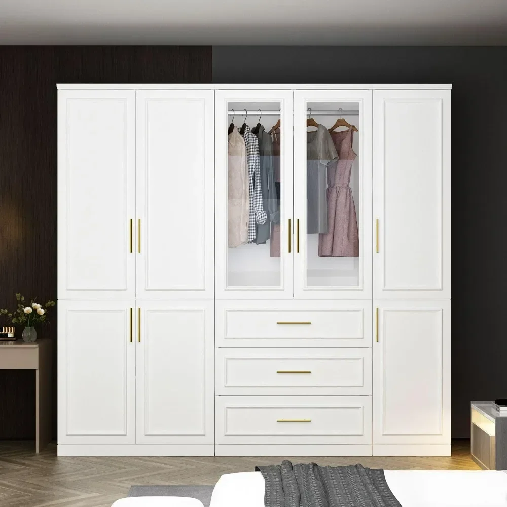 Armoire Wardrobe Closet Collection with Drawers & Hanging Rods, Closet Organizer, Armoire Wardrobes,Bedroom Funiture