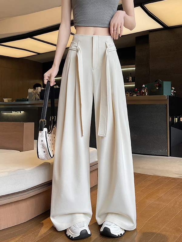 

Весна 2026: Женские брюки-палаццо для офиса и повседневной носки, прямого кроя, с высокой талией, однотонные, модные, стройнящие