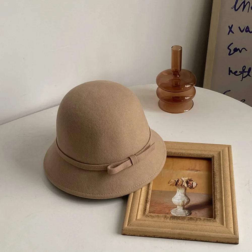 

Винтажная фетровая шляпа в стиле Хепберн, панама в стиле богатой наследницы, шляпа-бакет с бантом, британский стиль, для женщин