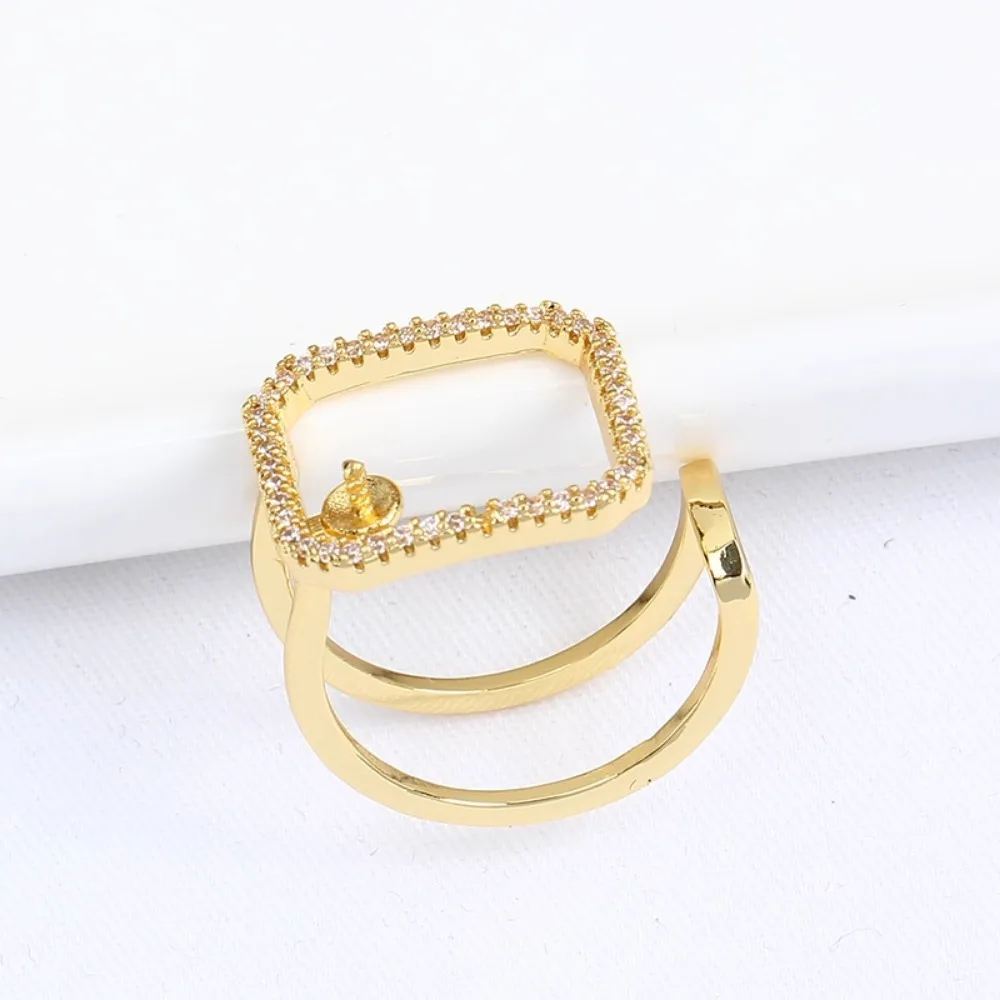5pcs Adjustable Gold Plated Pearl Ring Settings Findings & Accessories-for Jewelry Making Bulk Wholesale Craft Supplies 6-7mm
