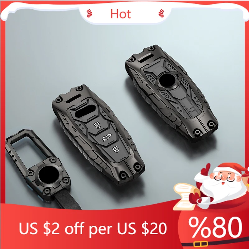 

Hot Metal Car Remote Key Cover Case Holder shell Bag Fob For Audi New A4L A5 A6L A7L Q4 e-trom Q5 Q6 Q7 Q8 RS6 Interior Stickers