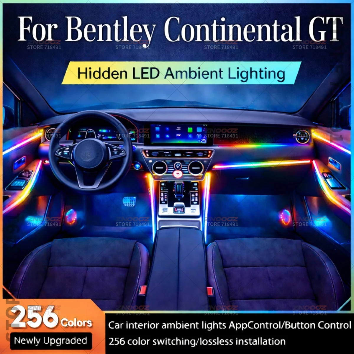

22в1 RGB интерьер автомобиля акриловые автомобильные окружающие освещение RGB скрытая акриловая полоса украшения атмосферные аксессуары для Continental GT