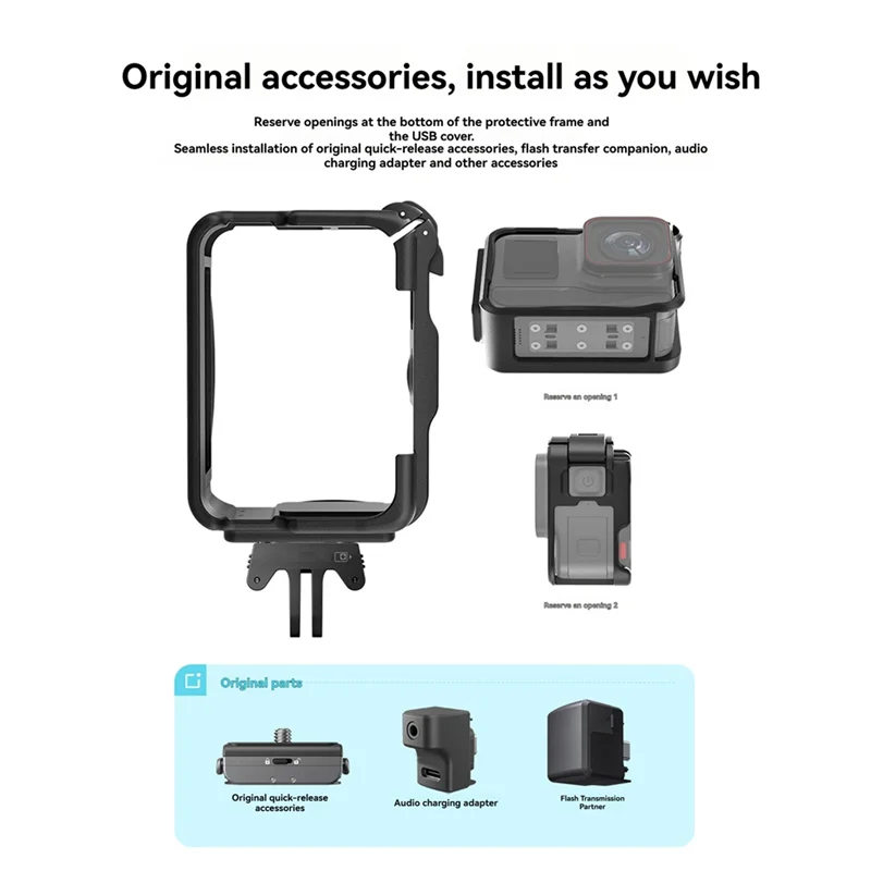 B44C For Insta360 Ace Pro / Ace Plastic Cage Vertical & Horizontal Utility Frame Protective Accessory
