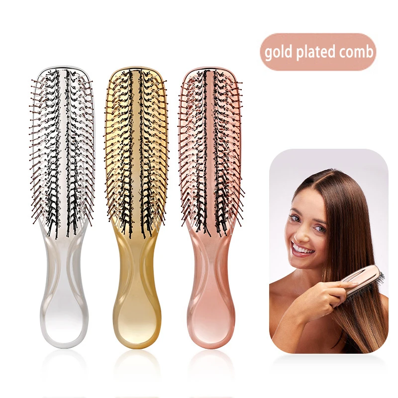 New Scalp Cleaning Electroplating Massage Comb Household Gold-plated Comb Dry And Wet Dual-use Electroplating Hairdressing Comb