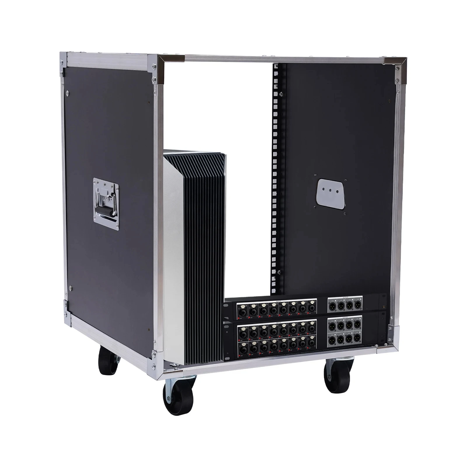Gabinete de 12U, estante de red rodante, ruedas giratorias, estudio de Audio, vídeo, equipo de telecomunicaciones, estante negro de 100 kg/220,46 libras