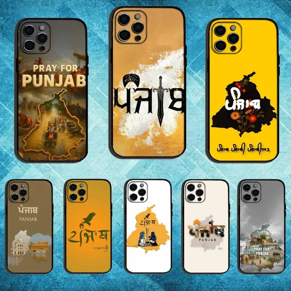 

ART P-Punjab Map Phone Case For iPhone17,16,15,14,13,12,11 Plus,Pro Max Soft Black Cover