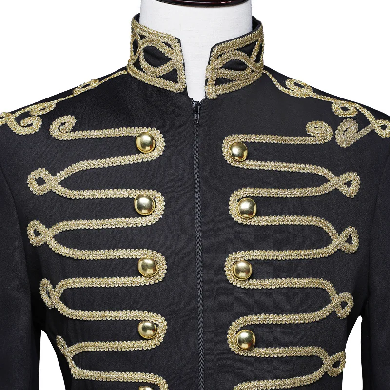 Costume de Batteur Militaire Steampunk pour Homme, Veste à Rivet, Col Montant, Design de Mode, Chanteur, Danseur, Punk, Gothique, Performance sur Scène