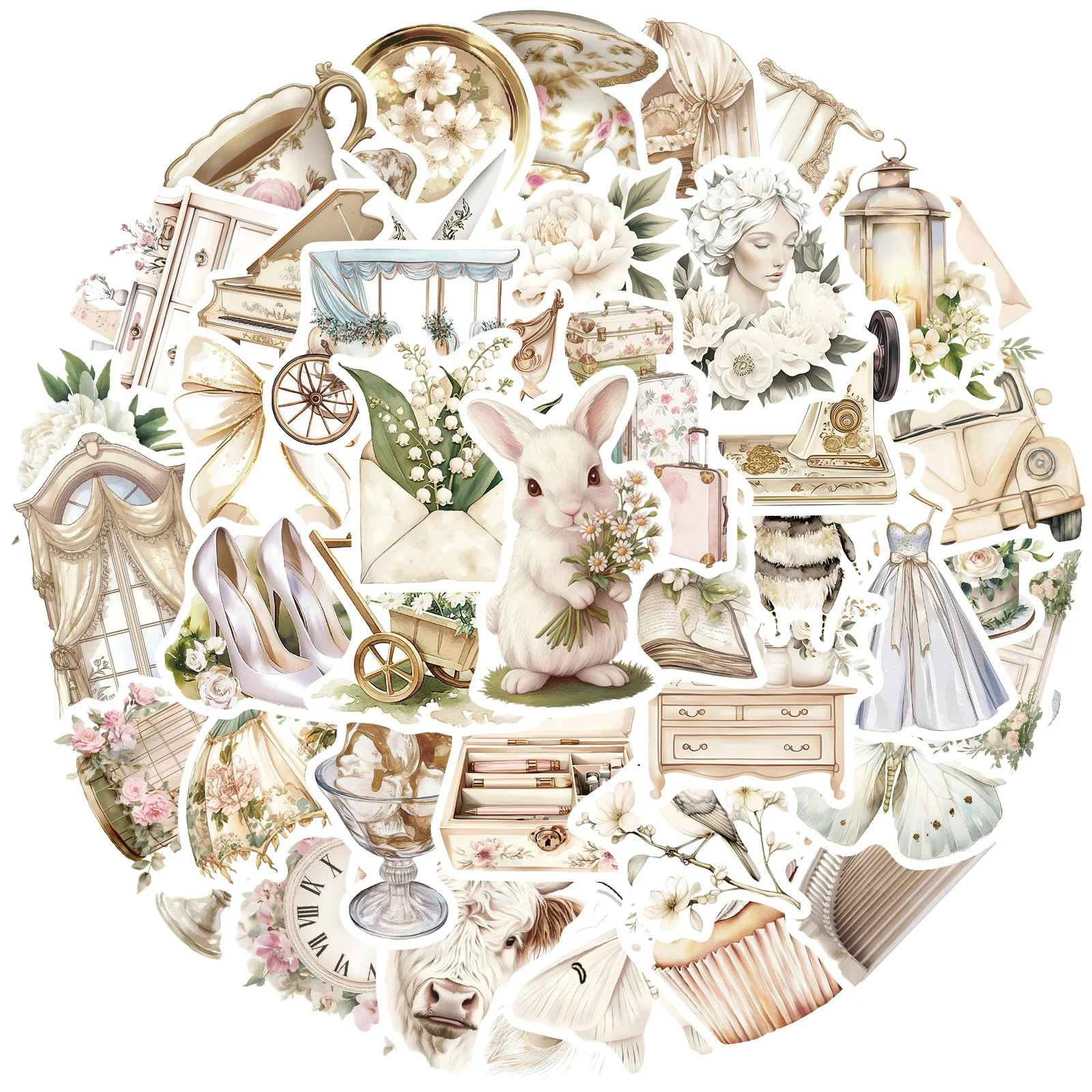 10/50PCS Cartoon Weiß Retro Kunst Nette Aufkleber Doodle Wasserdichte Aufkleber kinder Spielzeug für Kühlschrank Tagebuch Sammelalbum fahrrad