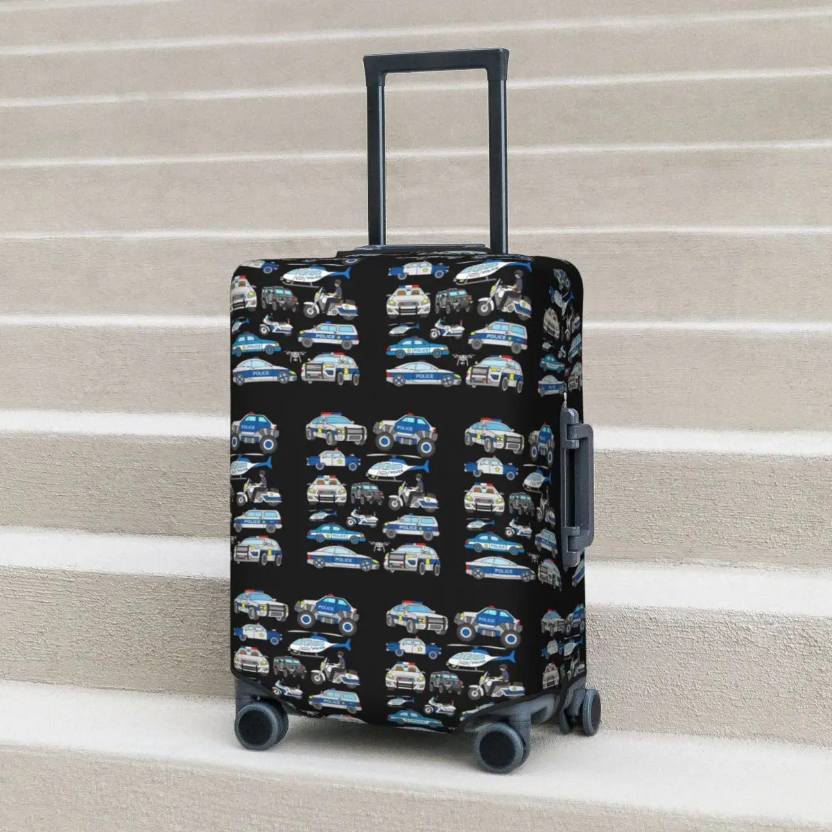 

Police Car Design Suitcase Cover Protection Elastic Travel Luggage Protector Covers for 18-32 Inch