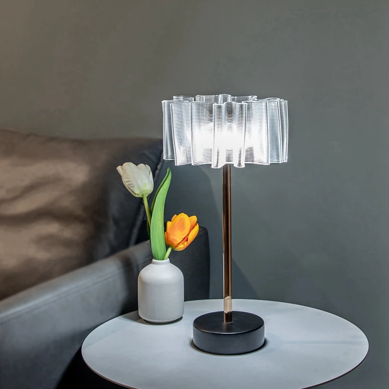 Pleated Bedside Lamp For Bedroom Lamp Restaurant 3-Level Brightness Atmosphere Decoration