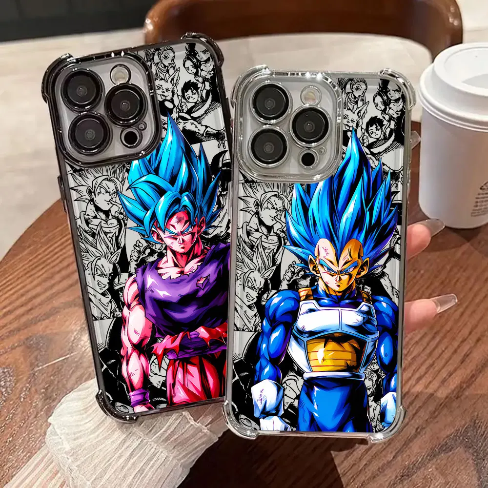 Dragons Balls Goku Vegeta Super Saiyan Phone Case for iPhone 11 13 15 16 17 Pro Max 14 Plus 17Air 16E 13 Pro 12 Mini Clear Cover view 2