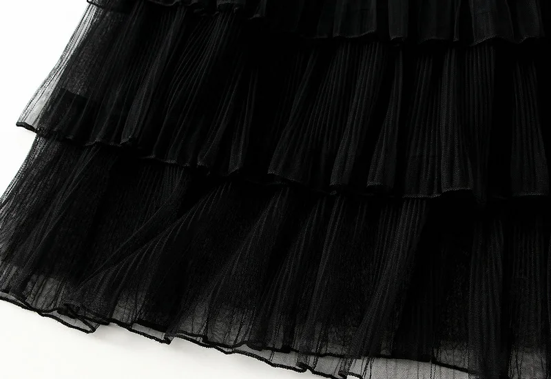 New Summer Korean Mesh Half Body MIDI Skirt Spring and Autumn Super Fairy Layered Cake Skirt Women's Knee Long Beach Skirt