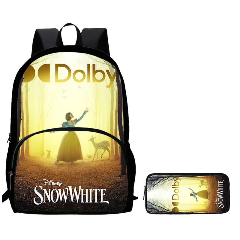 

2Pcs Set School Backpack with Front Pocket,Cartoon Snow White School Bags for Girls Boys,Large Child Backpack for Aged 5-10