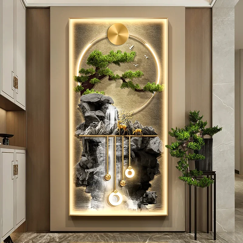 

Modern Mural Light LED Wall Lamp Crystal Porcelain For Corridor Landscape Indoor Living Room Home Decoration Hanging Painting