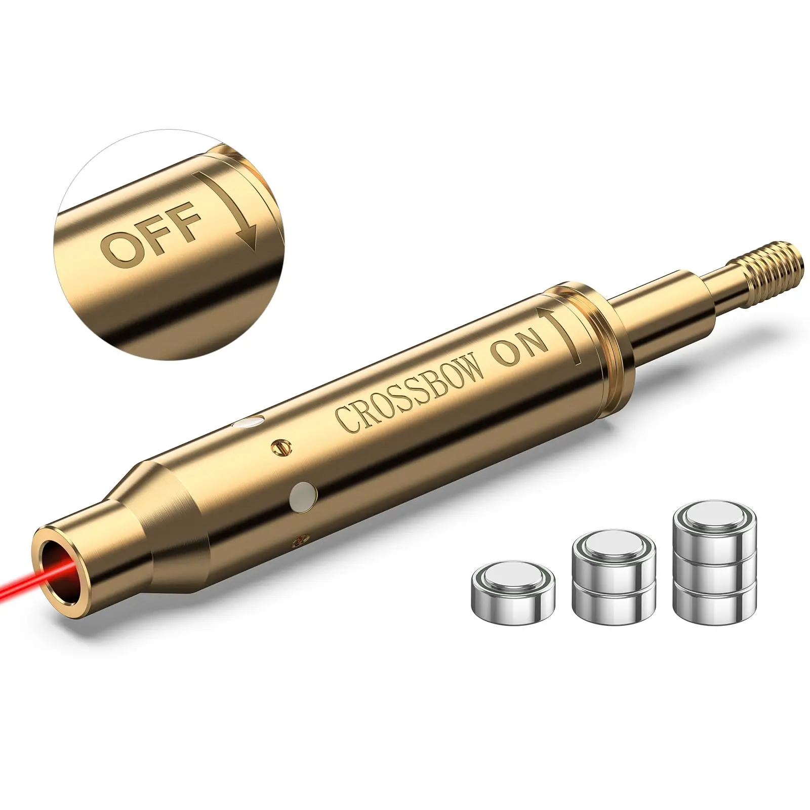MidTen 석궁 레이저 보어 조준기, 온 오프 스위치 포함, 레드 활 양궁 도구, 사이트 조준기, 추가 배터리 포함