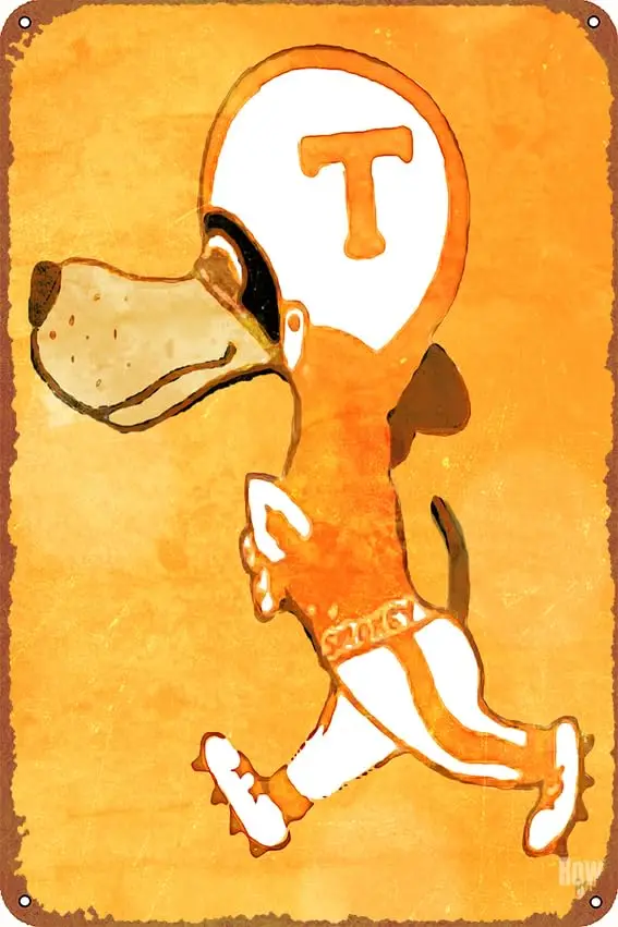 Smokey Retro Seventies Tennessee Vol Mascot Art Game Poster - Tin Sign for Home, Garden, Bar, Restaurant, Coffee Shop,