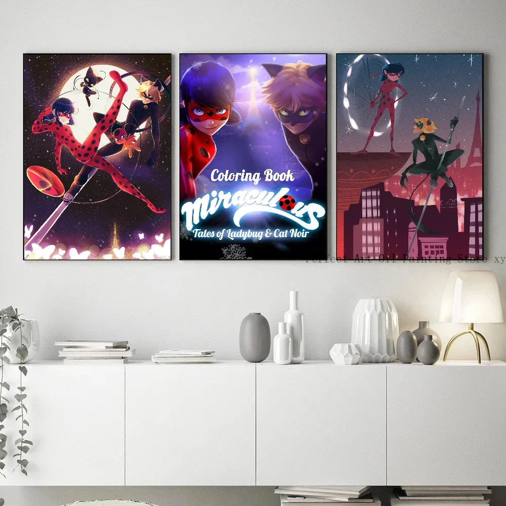 M-Miraculous Tales Of Ladybug & Cat Noir Poster Home Living Room Bedroom Bar Cafe Art Decor