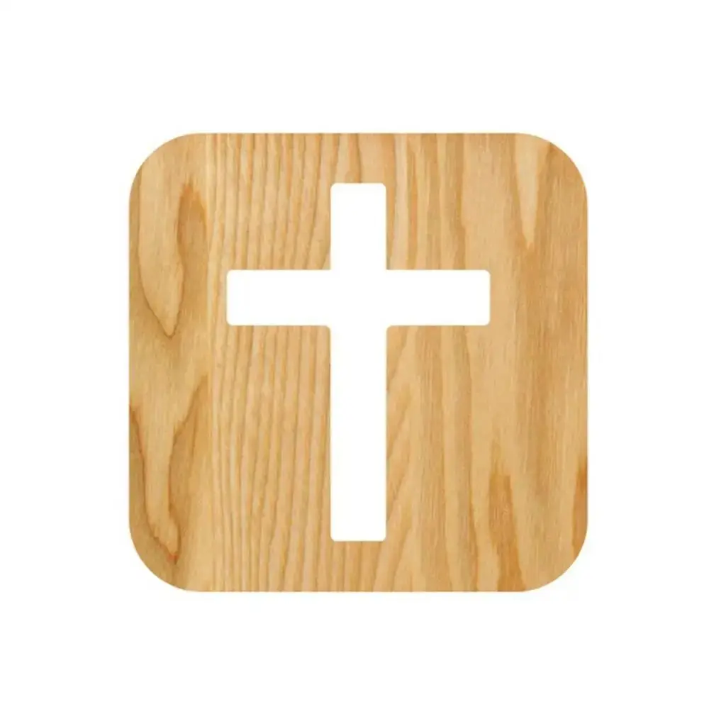 Lampe LED en bois avec croix Jesu 3D, veilleuse USB, christianisme, Nina, Ifix, artisanat, nouveauté, bureau, table, orthodoxe