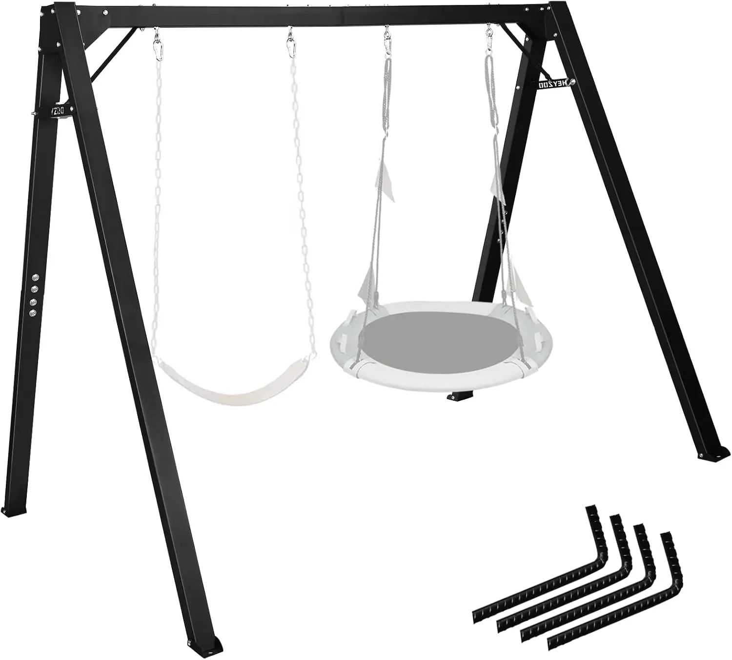 

Уличная усиленная подставка для качелей 8 футов, усиленная металлическая А-образная рама для качелей, выдерживает нагрузку до 880 фунтов, номинальная нагрузка 440 фунтов для детей и взрослых, PE