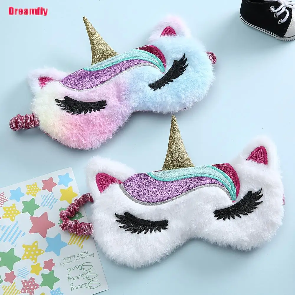 

Unicorn Eye Mask Cartoon Sleeping Mask Plush Eye Shade Cover Eyeshade Suitable For Travel Home Party Gifts