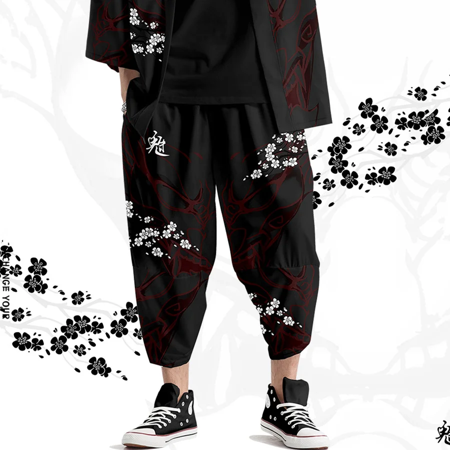 

Japanese Style Kimono Pants Men Cosplay Traditional Samurai Thai Harem Pants Harajuku Streetwear Men's Trousers Cosplay Costume