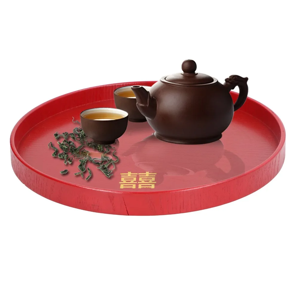 Portable Wood Serving Tray Smooth Surface Polished Decorative Platter Solid Build Practical Fruit Board Kitchen