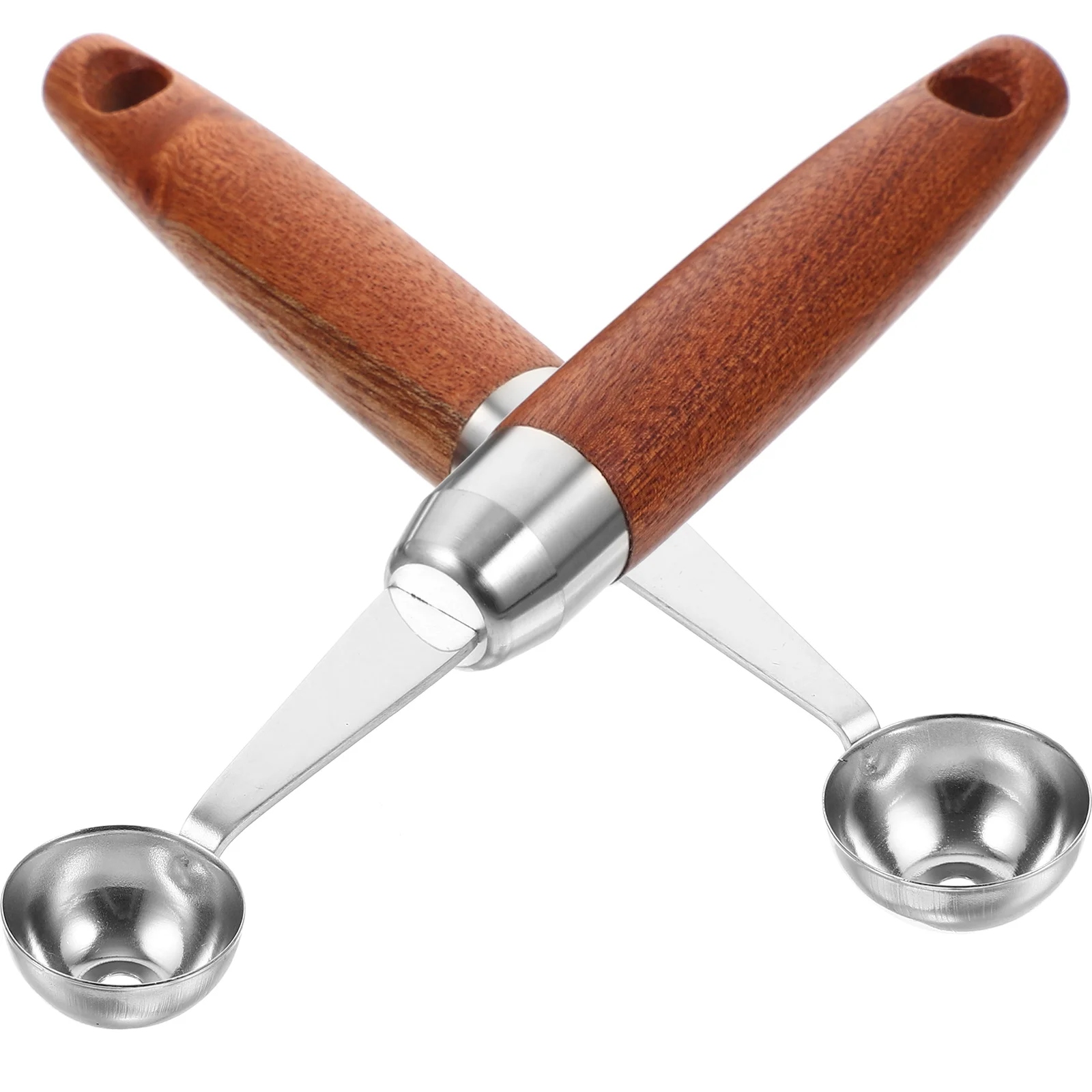 

2Pcs Ice Cream Scoop Fruit Baller Melon Spoon Stainless Steel Wood Kitchen Tool Dessert Maker Digging Aids Practical