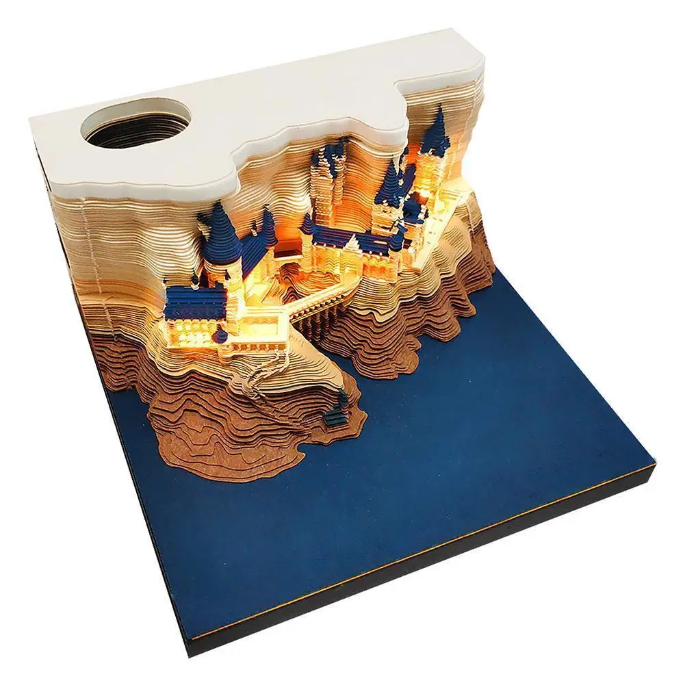 

Tear-off Calendars Lighted Magic Castle 3D Notepad 2025 Calendar Memo Pad Block Notes Hary Design Note Paper