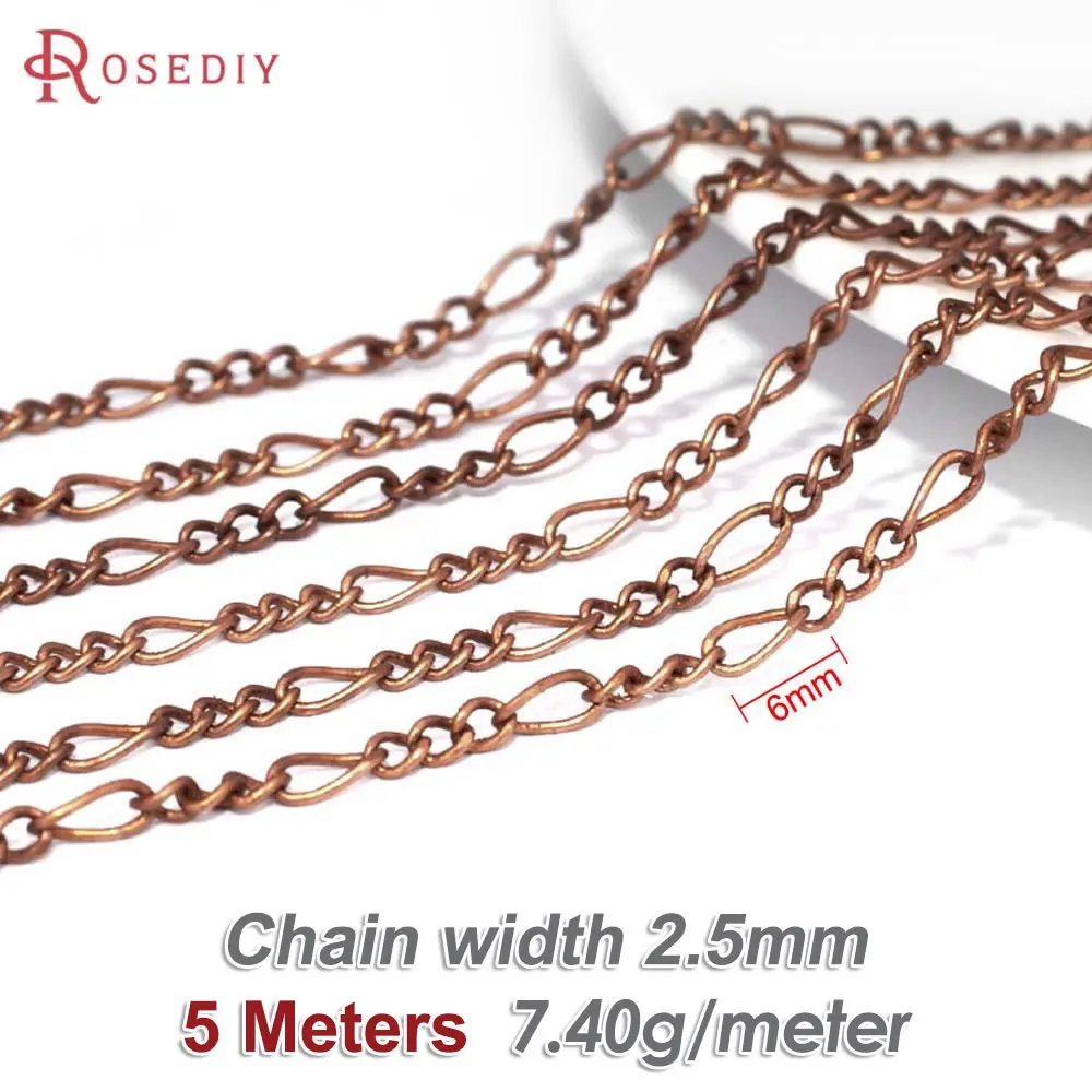 Antique Bronze Copper Chain Necklace, 5M for DIY