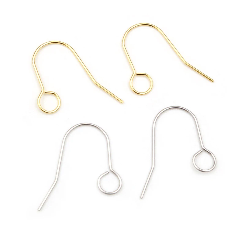 

(Никогда не выцветает) 100 шт./лот 27x20 мм позолоченные серьги из нержавеющей стали, фурнитура для сережек, застежки, крючки, аксессуары для изготовления ювелирных изделий, ушной провод