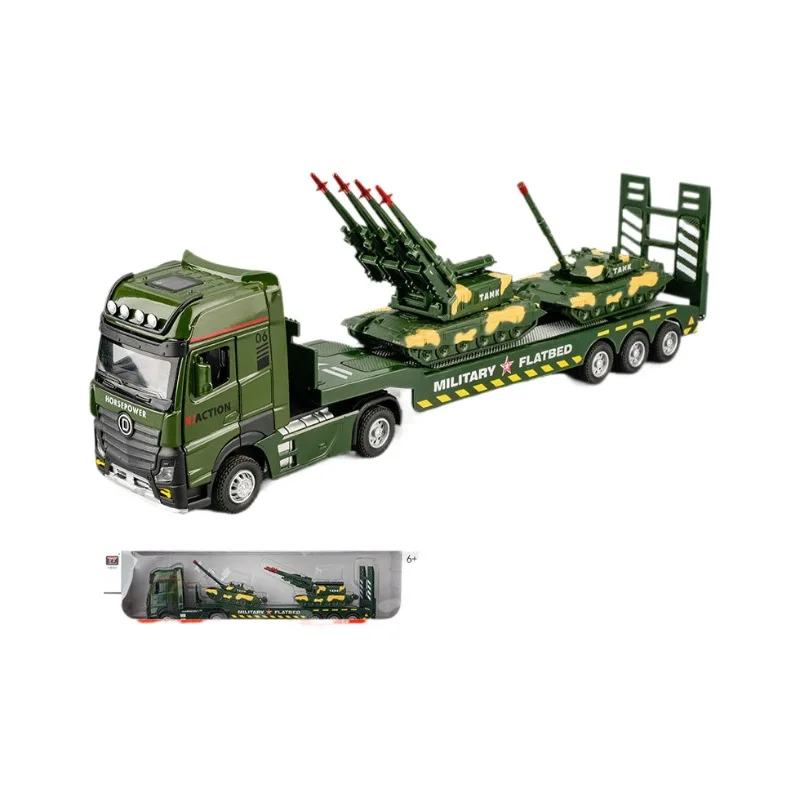 1: 50 modelos de vehículos de transporte militares de cama plana, juguetes de tanque de remolque, juguetes de caja de regalo de embalaje original, venta al por mayor