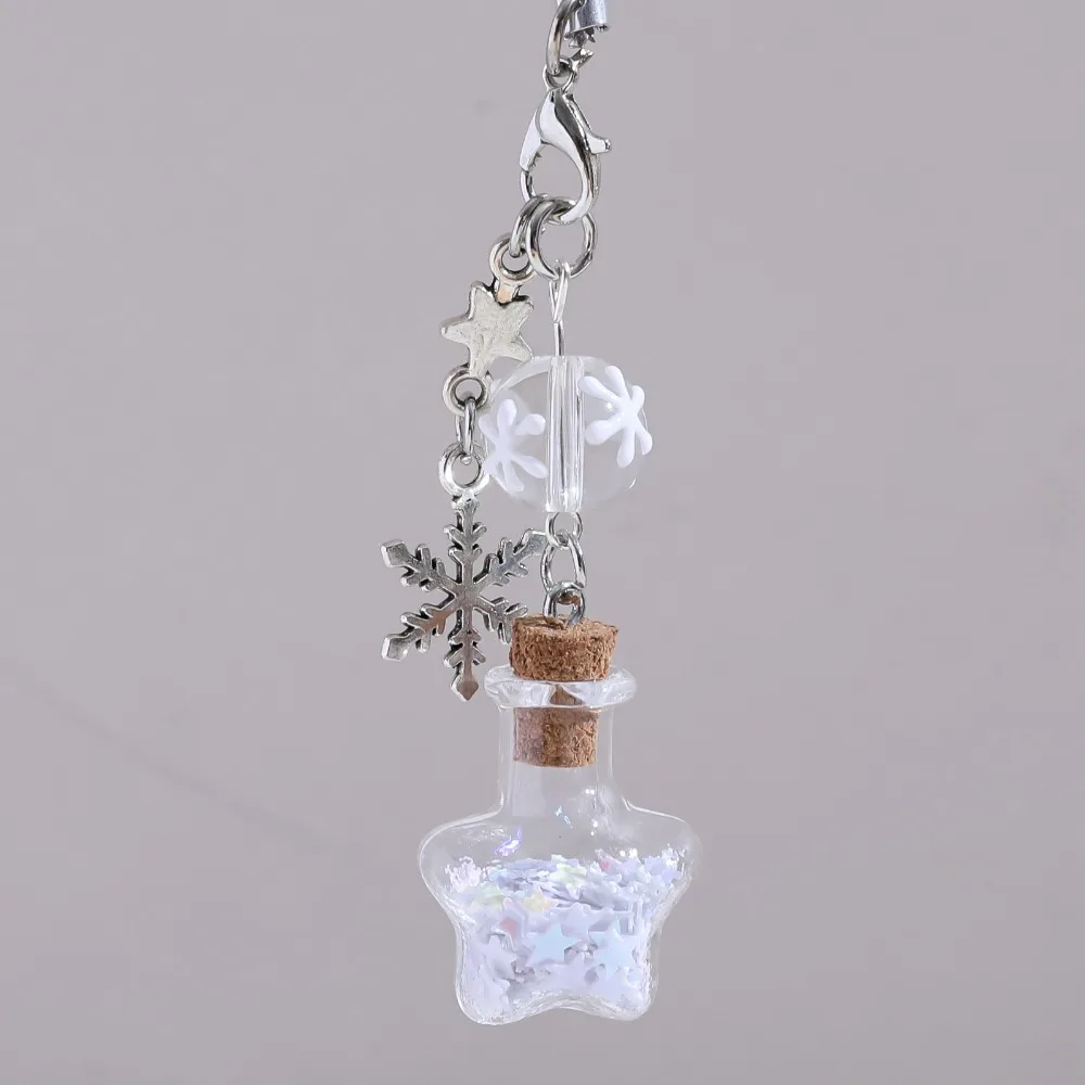 

Рождественская бутылка желаний, ремешок для мобильного телефона, зимняя снежинка, рождественская цепочка для телефона, рождественский кулон, брелок для сумки, пряжка Chram