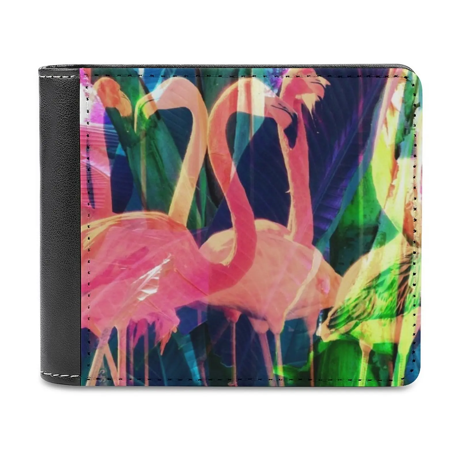 Flamingo Dance Men's Wallet Leisure Travel Lightweight Portable Wallets Short Style Male Purse Flamingos Floral Flowers